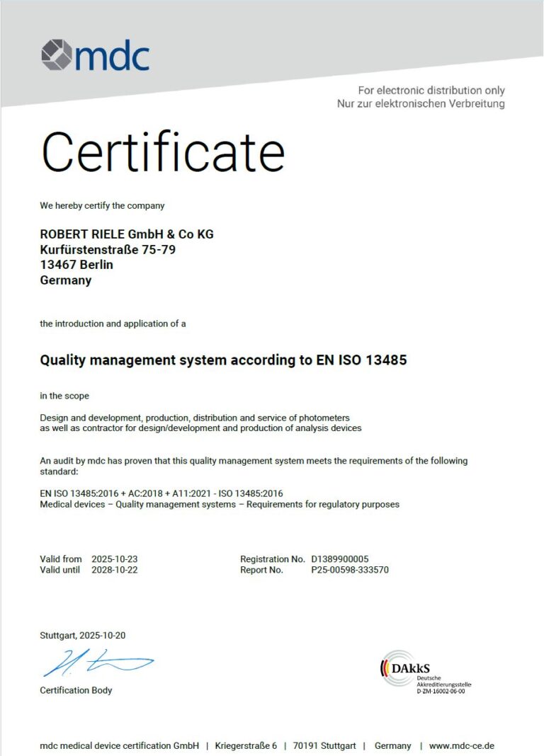 ISO 13485 Certificate
